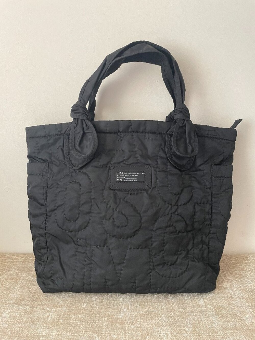 MARC JACOBS Quilted Logo Top Stitching Tote Bag